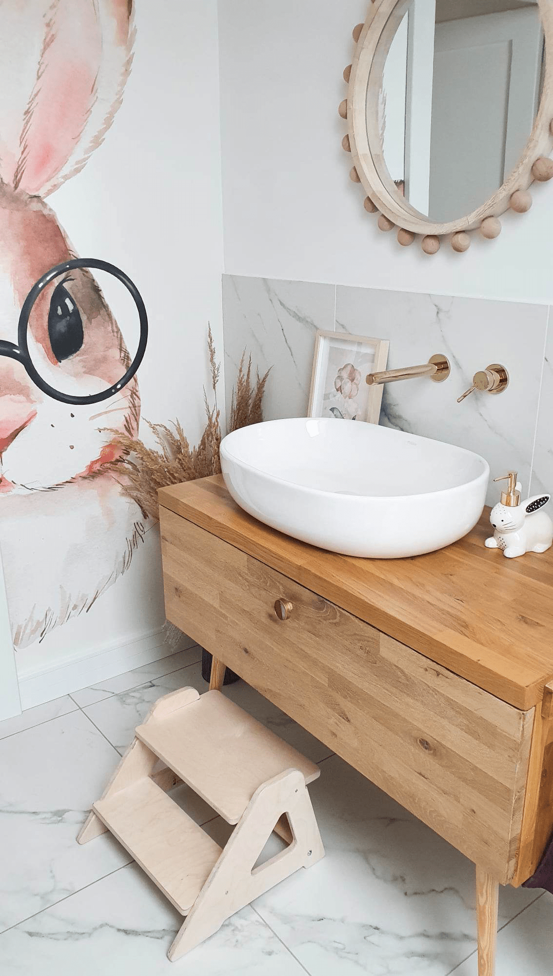 MAMOI® Children step | Bathroom stool toddler made of natural wood | Safe and versatile wooden step stool | Step kids bathroom | Step stool wooden | 100% ECO | Made in EU-4